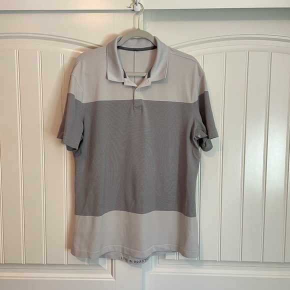 Lululemon Tech Pique Polo Statement Stripe Vapor Asphalt Grey size XL - Picture 4 of 10
